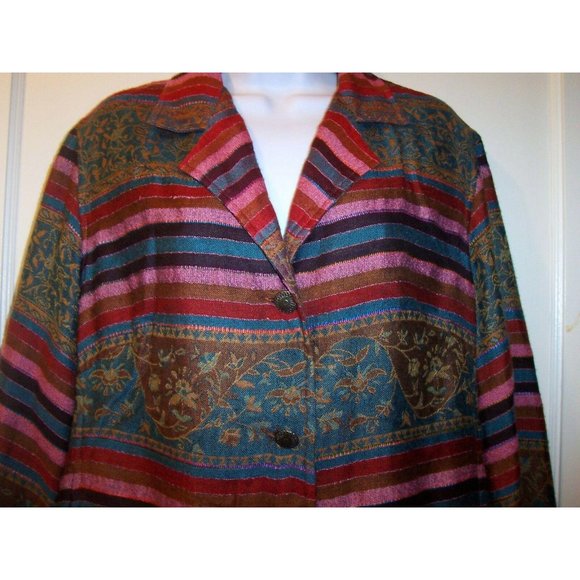 Coldwater Creek Women's Blazer‎ Paisley Striped Red - Picture 2 of 4